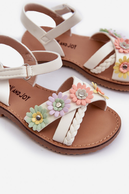 Sandalen Kinder met zelfklevende sluitingen Met bloemen in witte Nestalee