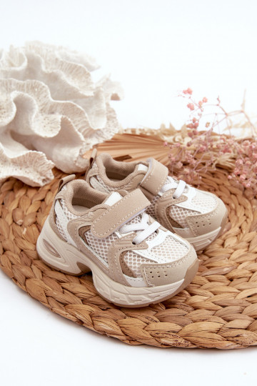 Chaussures de sport enfant modèle baskets chaussures à attaches adhésives beige Rulagia