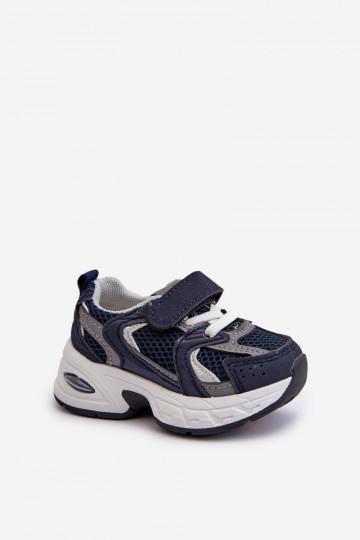 Chaussures de sport pour enfants, modèle baskets avec attaches adhésives de couleur bleu foncé Rulagia 2