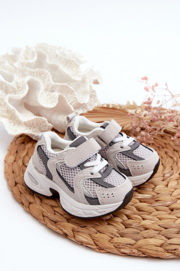 Chaussures de sport pour enfants, modèle baskets avec attaches adhésives, couleur gris Rulagia