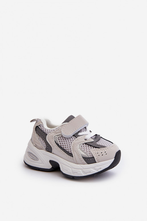 Chaussures de sport pour enfants, modèle baskets avec attaches adhésives, couleur gris Rulagia
