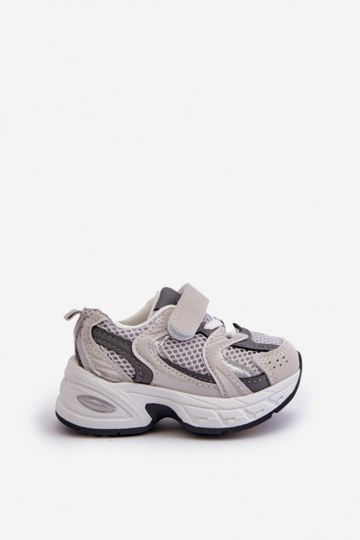 Chaussures de sport pour enfants, modèle baskets avec attaches adhésives, couleur gris Rulagia