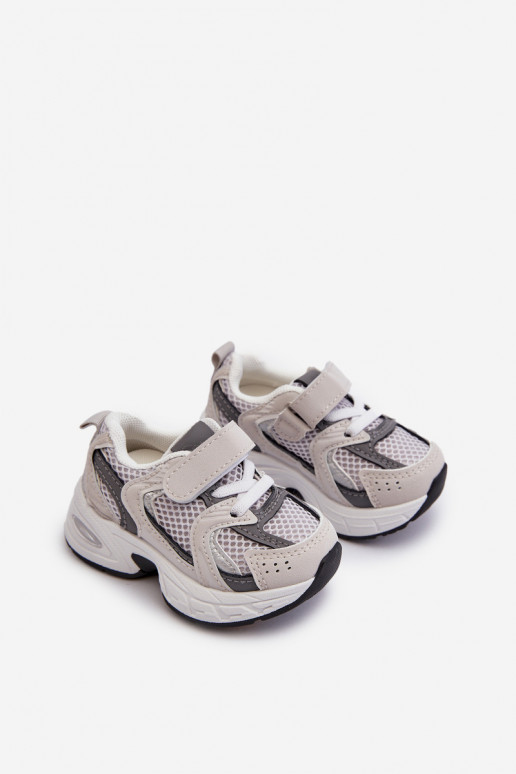 Chaussures de sport pour enfants, modèle baskets avec attaches adhésives, couleur gris Rulagia