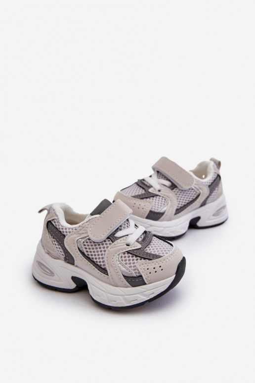 Chaussures de sport pour enfants, modèle baskets avec attaches adhésives, couleur gris Rulagia