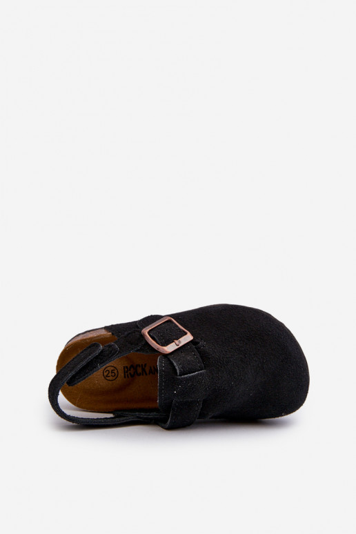 Slippers Kinderen met een platform in de zwarte kleur Vulagia Slippers Kinderen met een platform in de zwarte kleur Vulagia