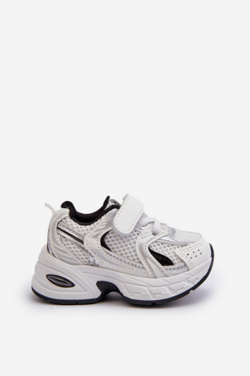 Chaussures de sport enfant modèle baskets chaussures à attaches adhésives couleur blanc-noir Ephona 2