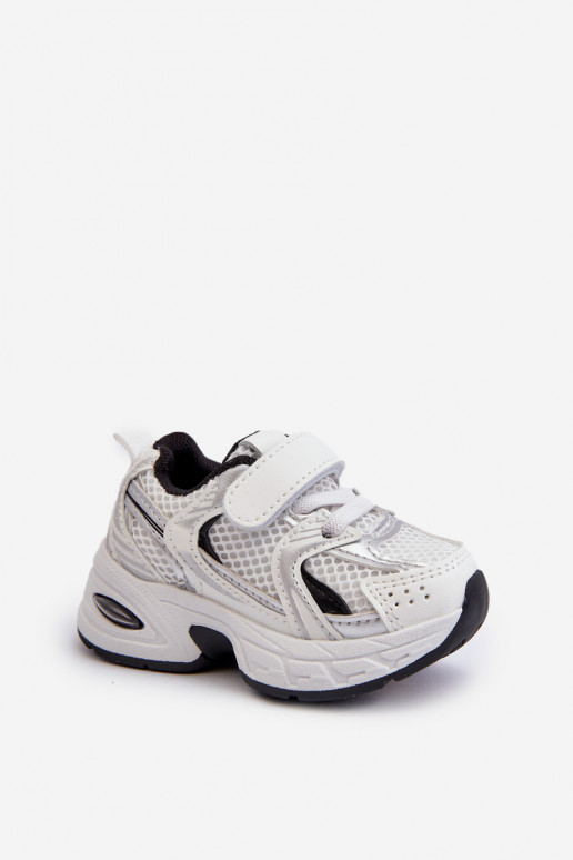 Chaussures de sport enfant modèle baskets chaussures à attaches adhésives couleur blanc-noir Ephona