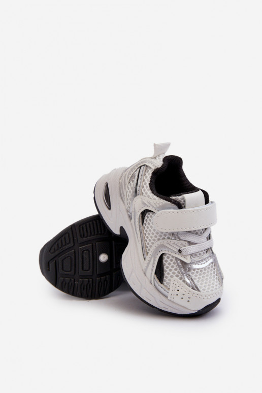 Kindersportschuhe Sneakers Modellschuhe mit Klebeverschlüssen Weiß-schwarze Farbe Ephona
