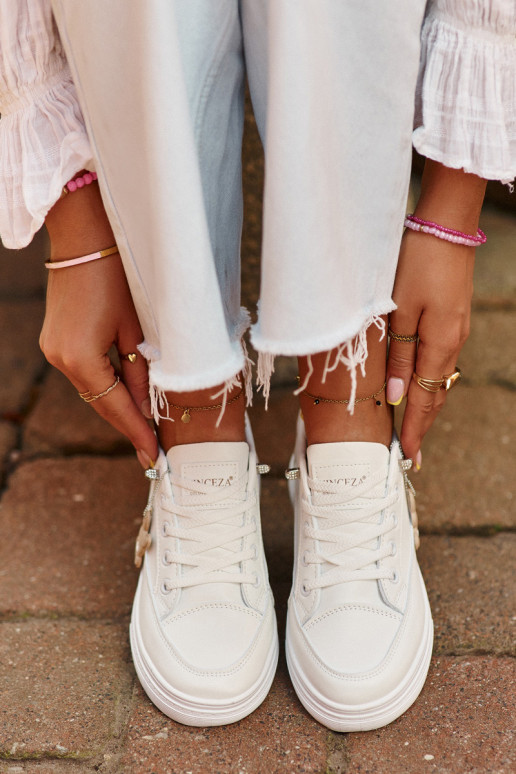 chaussures de loisirs chaussures de sport avec plateforme avec ornements couleur blanche Vinceza 13613 chaussures de loisirs chaussures de sport avec plateforme avec ornements couleur blanche Vinceza 13613