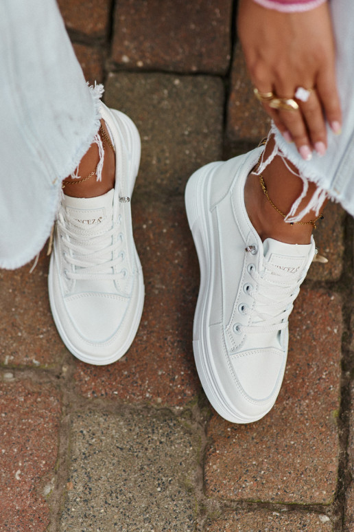 chaussures de loisirs chaussures de sport avec plateforme avec ornements couleur blanche Vinceza 13613 chaussures de loisirs chaussures de sport avec plateforme avec ornements couleur blanche Vinceza 13613