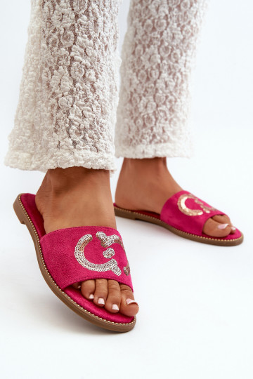 Chaussons plats pour femmes à écailles brillantes S.Barski KV27-052 couleur rose 2