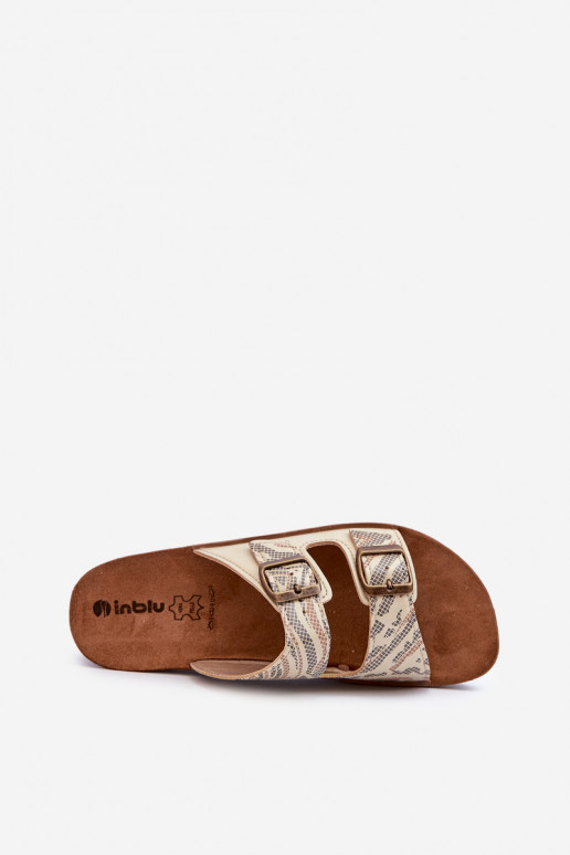 Comfortabele damesslippers met gespen Inblu CP000045 goudkleur
