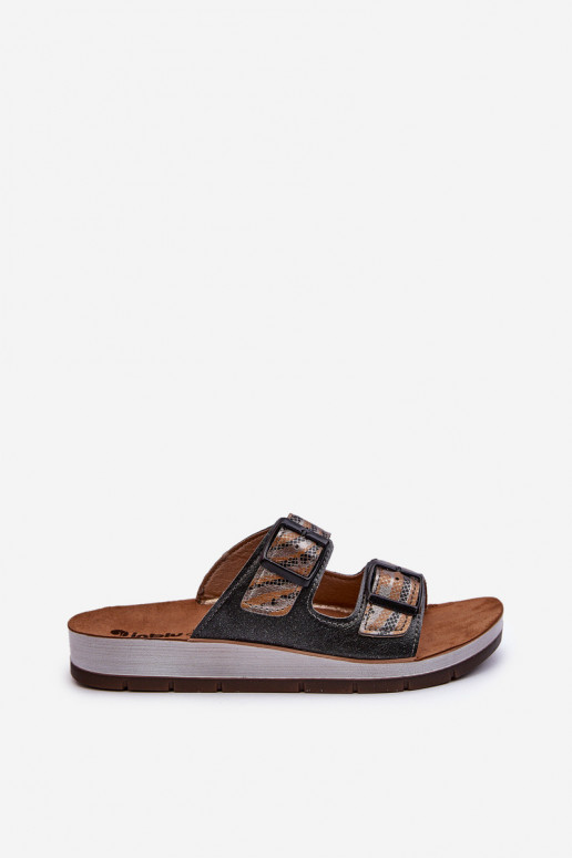 Bequeme Damenhausschuhe mit Schnallen Inblu CP000045 schwarz