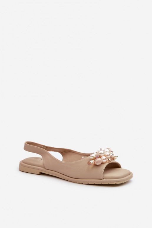 Damensandalen mit schönen Details S.Barski KV27-004 beige