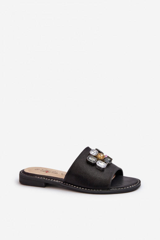 Chaussons pour femmes avec de beaux détails S.Barski KV27-031 couleur noir