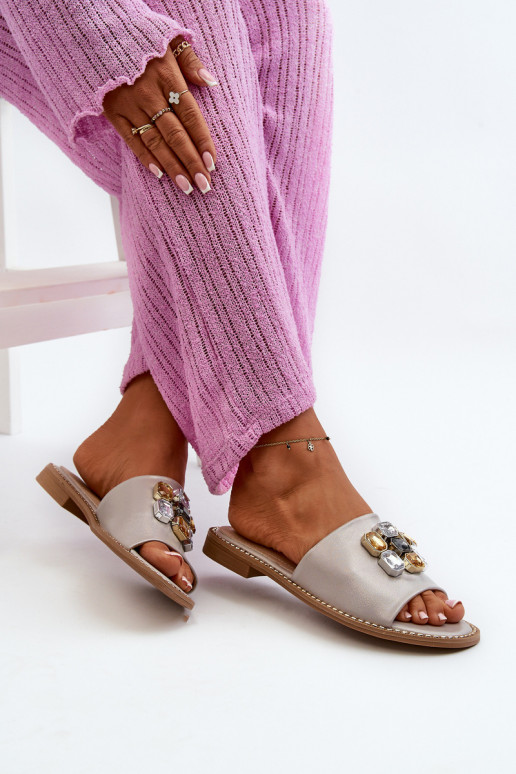 Chaussons pour femmes avec de beaux détails S.Barski KV27-031 beige