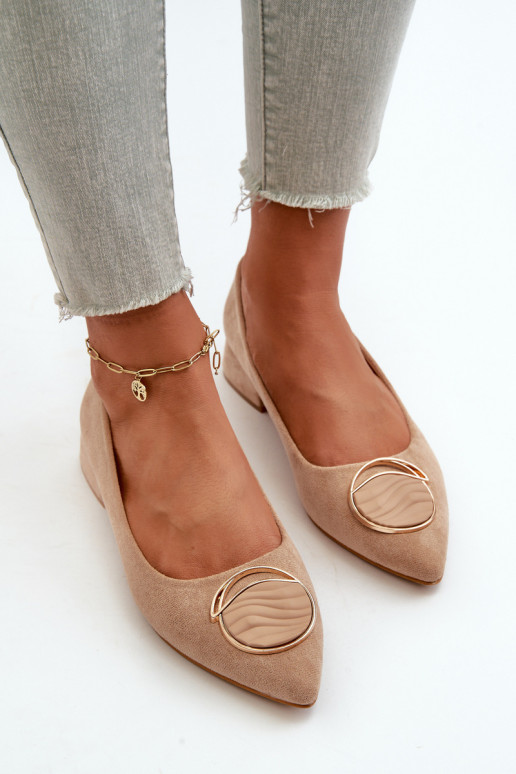 Chaussures à talon bas Z en éco-daim S.Barski KV27-037 couleur beige Chaussures à talon bas Z en éco-daim S.Barski KV27-037 couleur beige