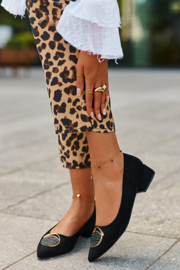 Chaussures à talon bas Z en éco-daim S.Barski KV27-037 couleur noire