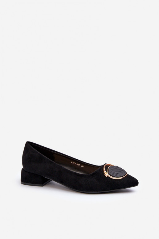 Chaussures à talon bas Z en éco-daim S.Barski KV27-037 couleur noire