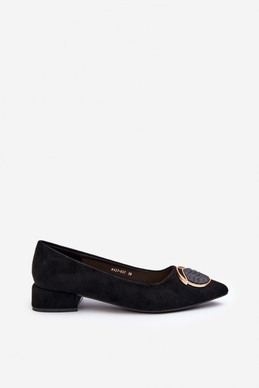 Chaussures à talon bas Z en éco-daim S.Barski KV27-037 couleur noire