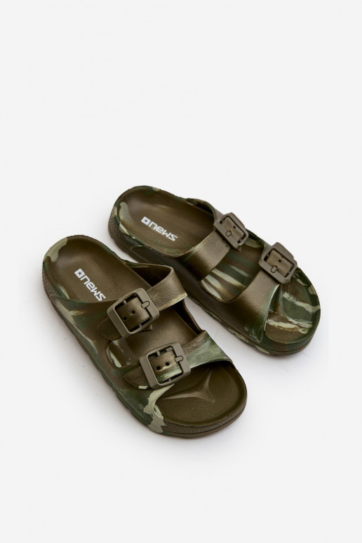 Chaussons légers pour garçon Chaussons légers à boucles de couleur kaki Adirnaca