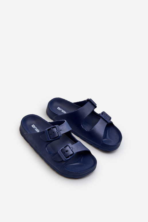 Chaussons légers pour garçon Chaussons légers avec boucles de couleur bleu foncé Adirnaca