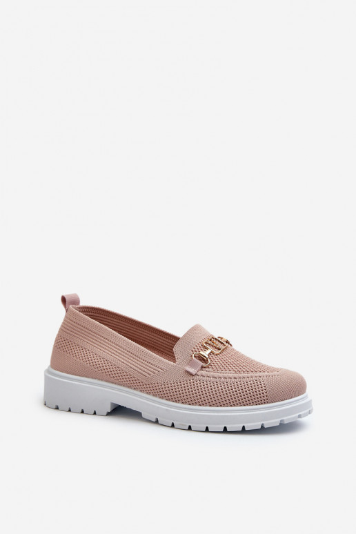 Damesmocassins met brede hakken Ze goudkleur Detalem roze Limentia Damesmocassins met brede hakken Ze goudkleur Detalem roze Limentia