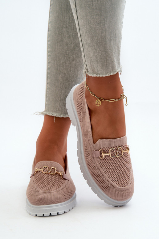 Damesmocassins met brede hakken Ze goudkleur Detalem roze Limentia Damesmocassins met brede hakken Ze goudkleur Detalem roze Limentia
