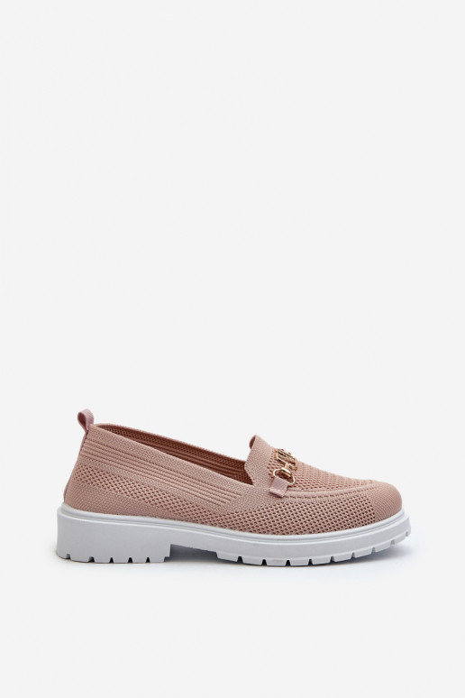 Damesmocassins met brede hakken Ze goudkleur Detalem roze Limentia Damesmocassins met brede hakken Ze goudkleur Detalem roze Limentia
