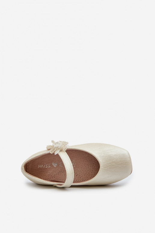 mit Glitzer-Ballerinas Kinder mit Klebeverschlüssen beige Jeylin