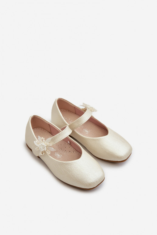 mit Glitzer-Ballerinas Kinder mit Klebeverschlüssen beige Jeylin