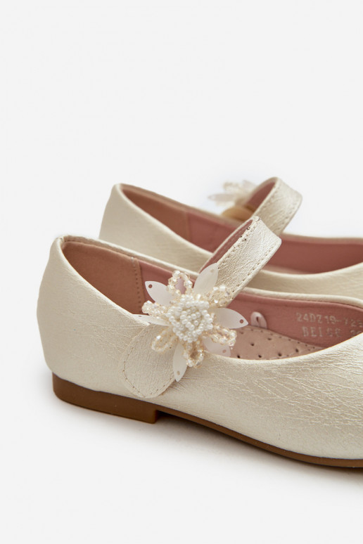 mit Glitzer-Ballerinas Kinder mit Klebeverschlüssen beige Jeylin