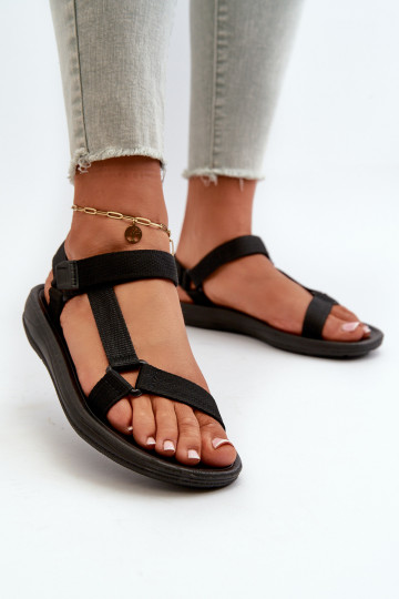 Sandales pour femmes de style sportif avec fermetures adhésives de couleur noir Vilari