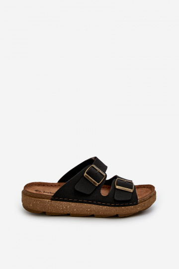 Gemakkelijk Comfortabele pantoffels Heren met gespen Inblu MT000016 zwarte kleur 2