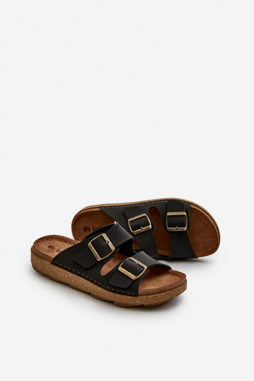 Gemakkelijk Comfortabele pantoffels Heren met gespen Inblu MT000016 zwarte kleur Gemakkelijk Comfortabele pantoffels Heren met gespen Inblu MT000016 zwarte kleur