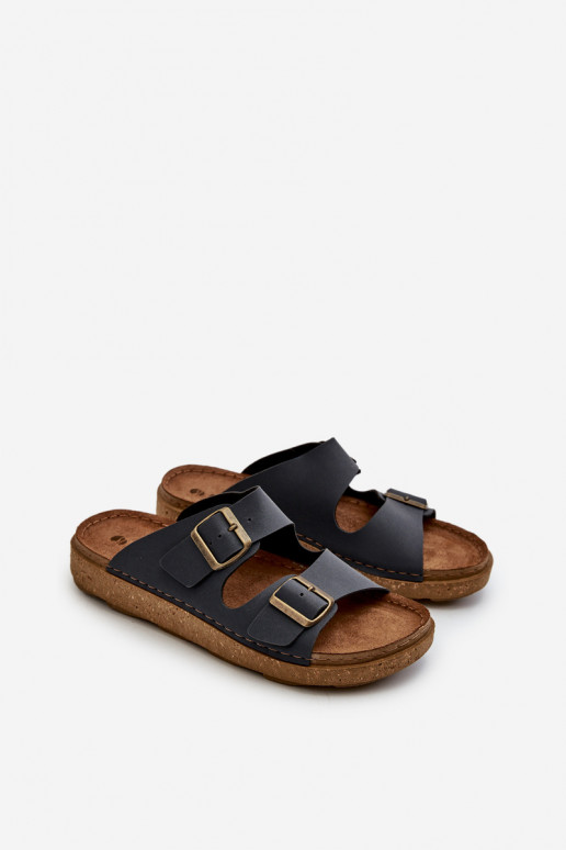 Easy Chaussons confortables Homme avec boucles Inblu MT000016 bleu foncé