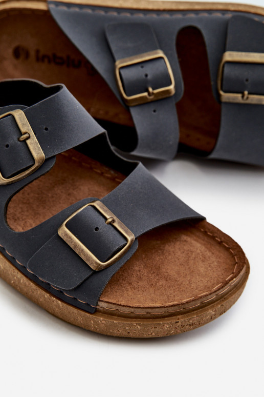 Easy Chaussons confortables Homme avec boucles Inblu MT000016 bleu foncé