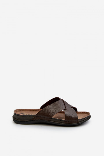 Chaussons légers confortables en cuir écologique Inblu GV00001I marron 2