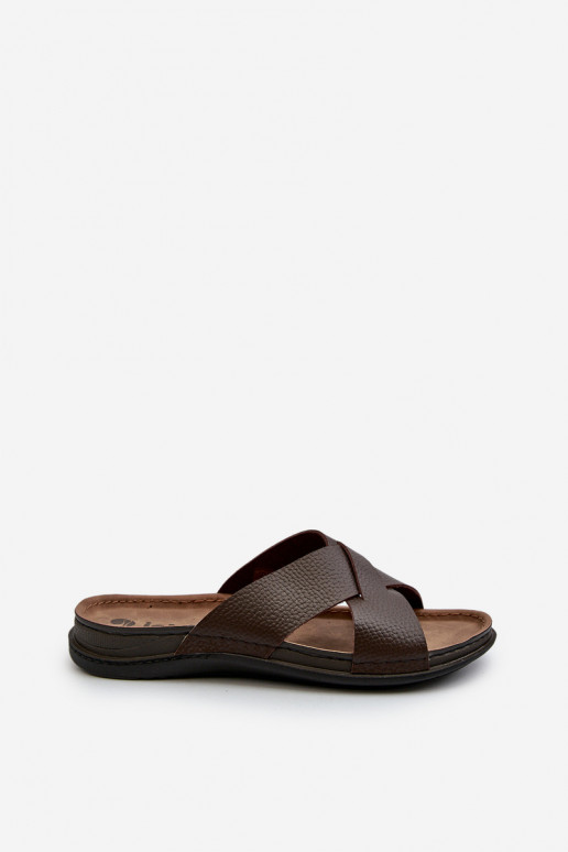 Bequeme leichte Hausschuhe aus Öko-Leder Inblu GV00001I braun