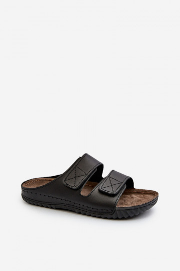 Chaussons Confortables Hommes Avec Rayures Avec Velcro Inblu FM00001U Noir