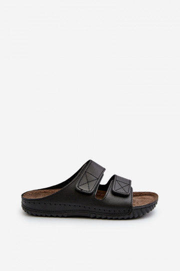 Chaussons Confortables Hommes Avec Rayures Avec Velcro Inblu FM00001U Noir 2