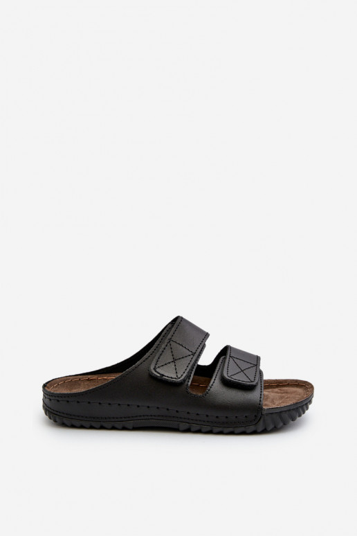 Chaussons Confortables Hommes Avec Rayures Avec Velcro Inblu FM00001U Noir