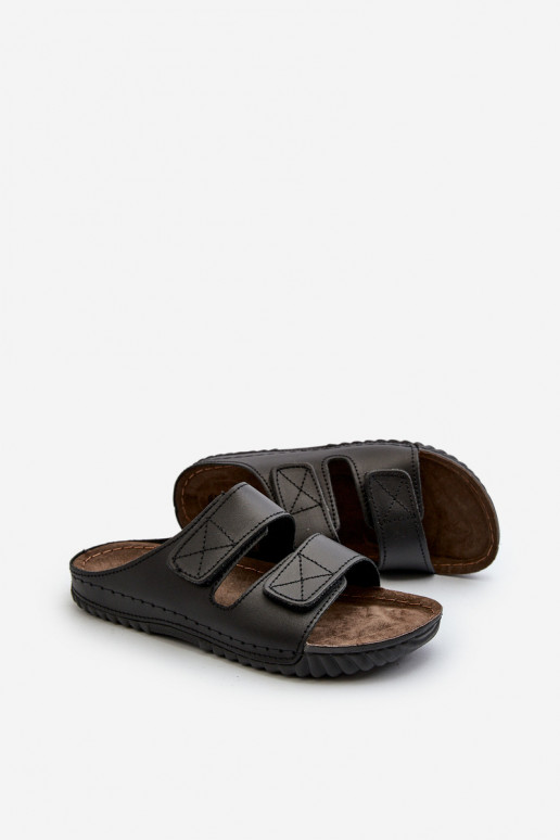 Chaussons Confortables Hommes Avec Rayures Avec Velcro Inblu FM00001U Noir Chaussons Confortables Hommes Avec Rayures Avec Velcro Inblu FM00001U Noir