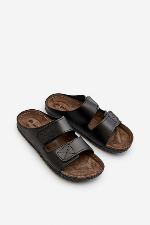 Chaussons Confortables Hommes Avec Rayures Avec Velcro Inblu FM00001U Noir Chaussons Confortables Hommes Avec Rayures Avec Velcro Inblu FM00001U Noir