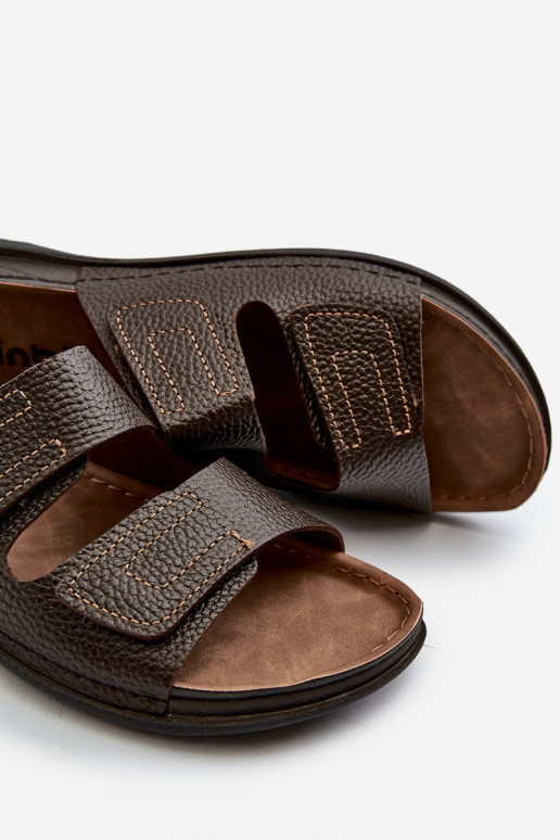 Comfortabele Slippers Heren Met Strepen Met Klittenband Inblu GV00002I Donkerbruin Comfortabele Slippers Heren Met Strepen Met Klittenband Inblu GV00002I Donkerbruin