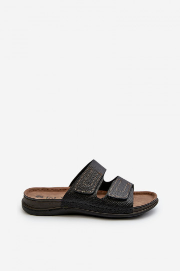 Comfortabele Slippers Heren Met Strepen Met Klittenband Inblu GV00002I Zwart 2