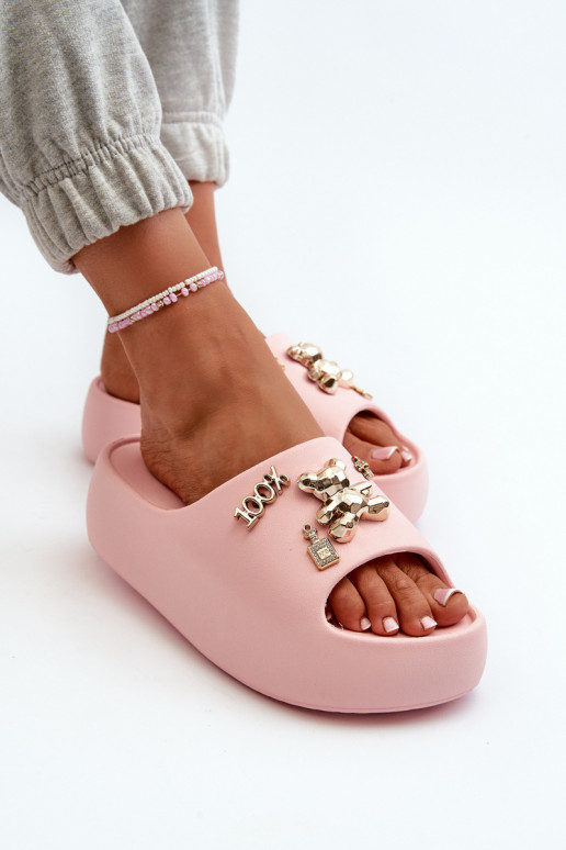 Chaussons femme Lengwa Chaussons légers avec de beaux détails de couleur rose Orchia