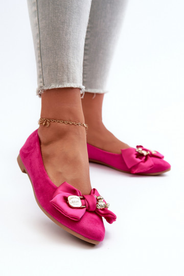 Ballerines pour femmes en Eco Suède avec rubans I Broszka couleur rose Satris