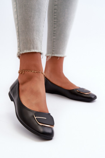 Ballerines Femme Eco Cuir avec ornements couleur noire Edoslli