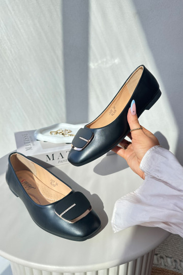 Ballerinas Damen Eco-Leder mit Ornamenten in der Farbe Schwarz Edoslli 2